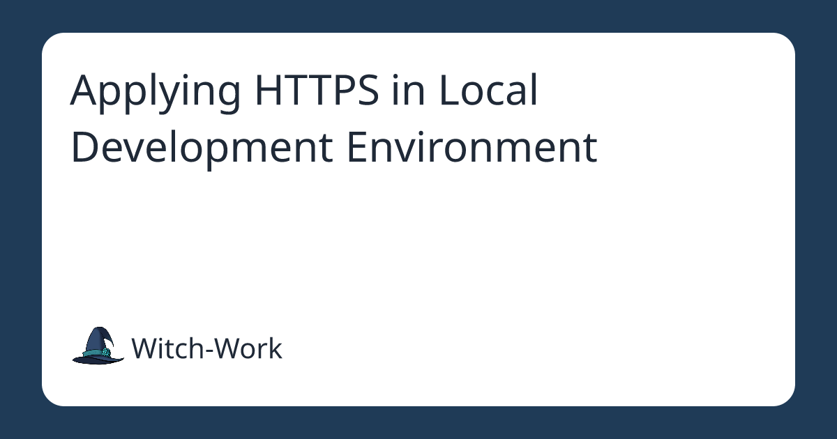 Applying HTTPS in Local Development Environment 사진