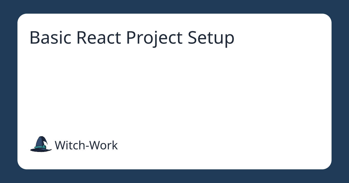 Basic React Project Setup 사진