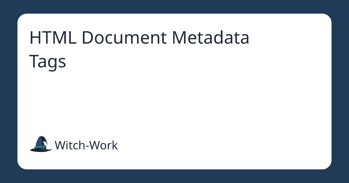 HTML Document Metadata Tags 사진