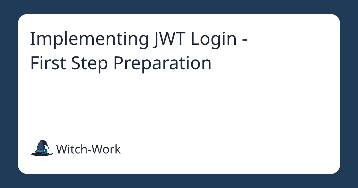 Implementing JWT Login - First Step Preparation 사진