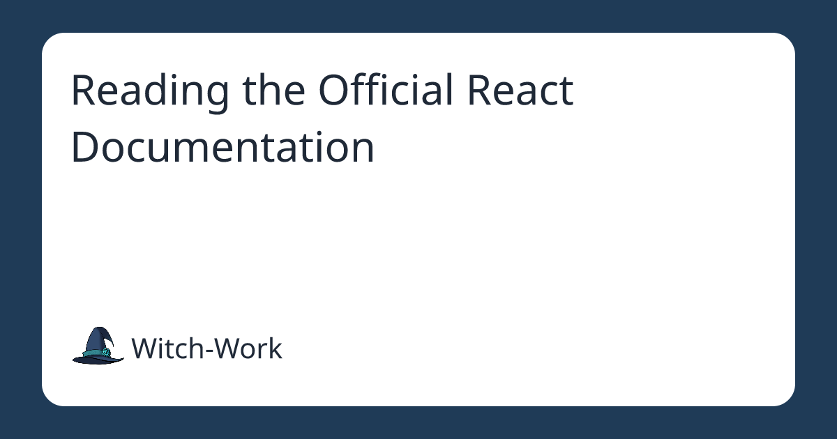 Reading the Official React Documentation 사진