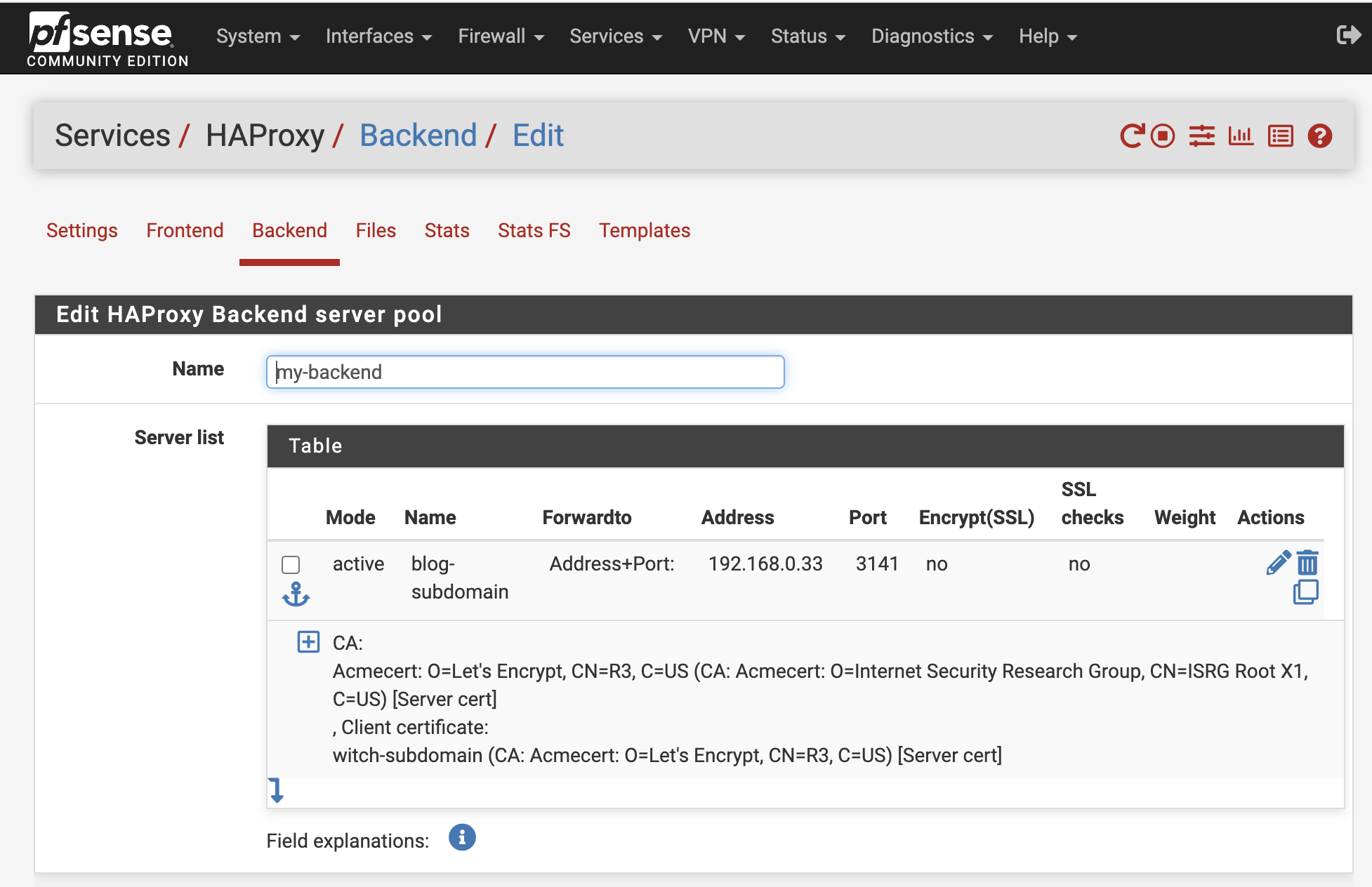 Backend Configuration