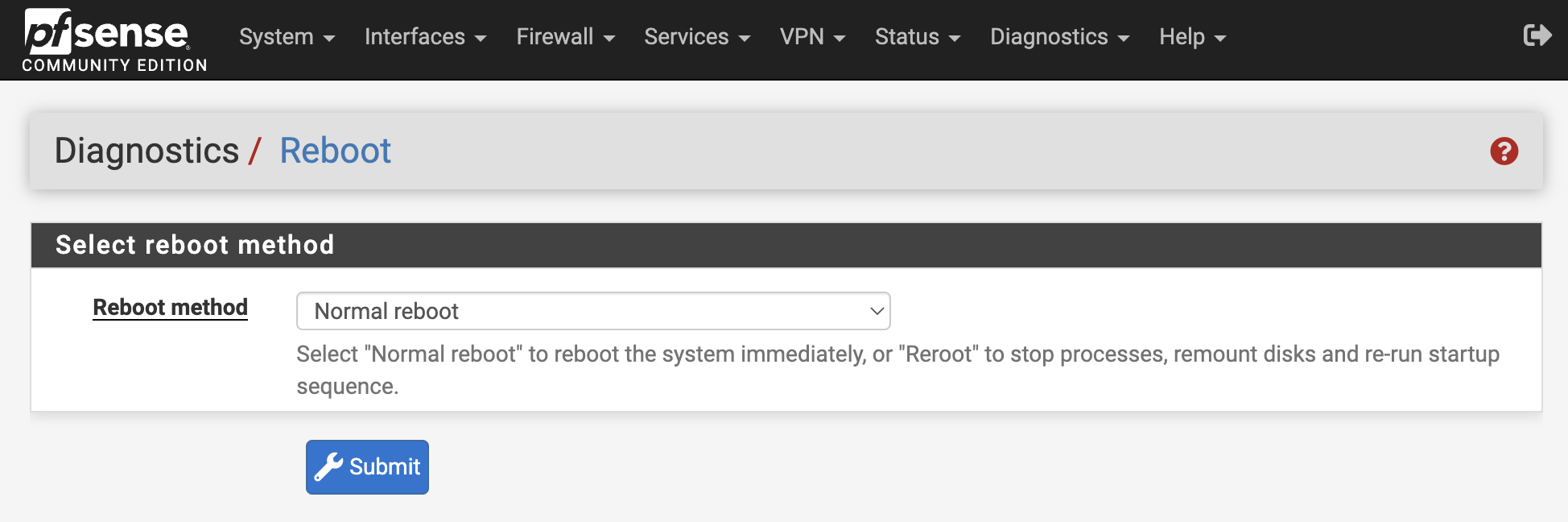 Reboot Screen