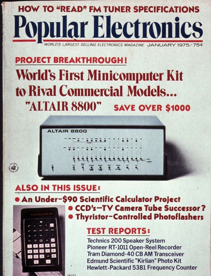 알테어 8800이 실린 Popular Electronics 1975년 1월호 표지